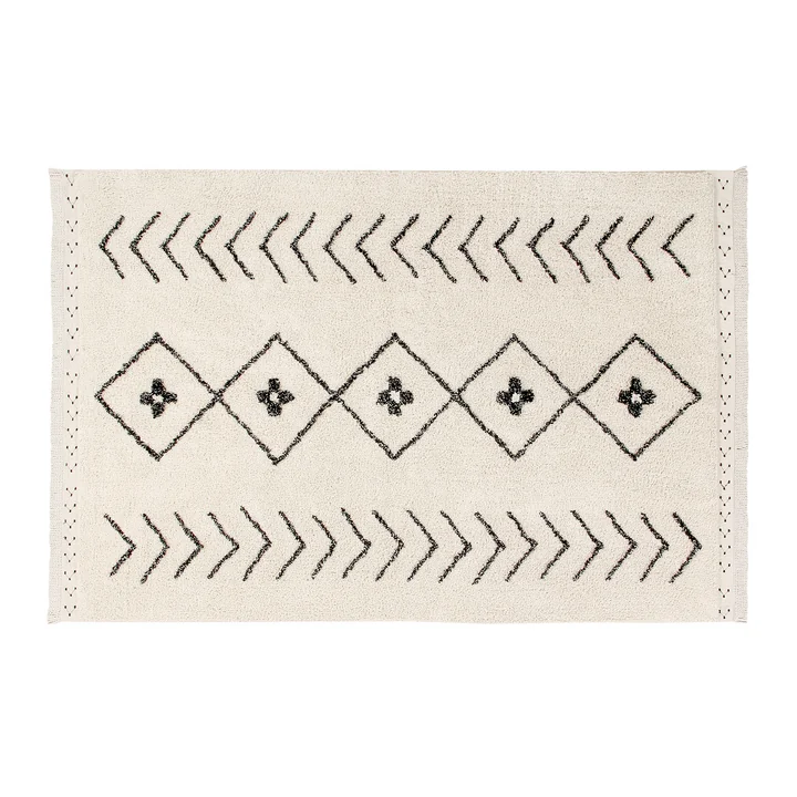 Bereber Rhombs, 170 x 240 cm, naturel / noir de Lorena Canals