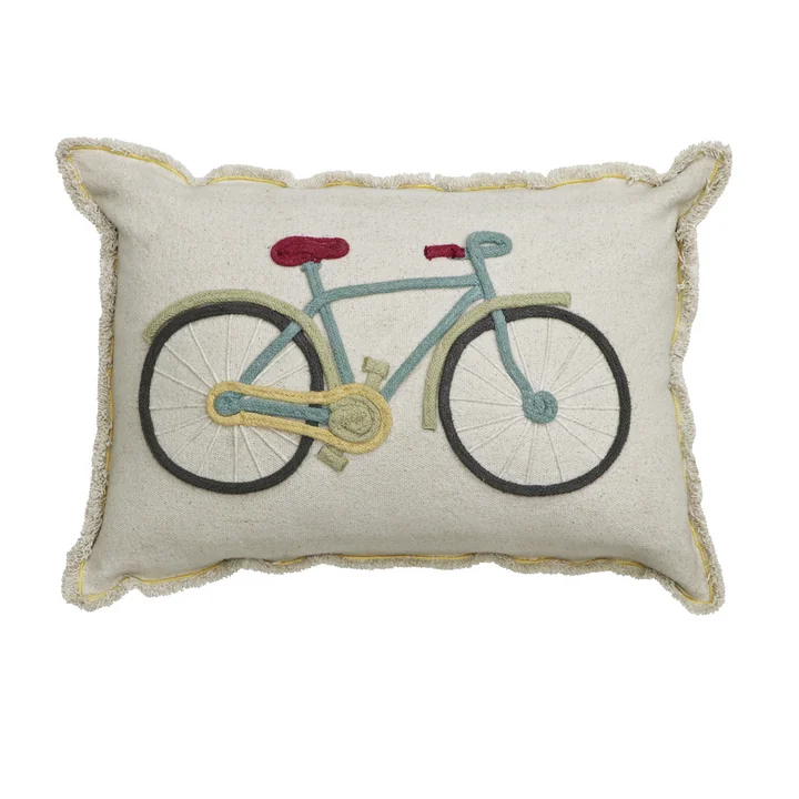Bike Coussin de sol, 35 x 55 cm, naturel / bleu de Lorena Canals