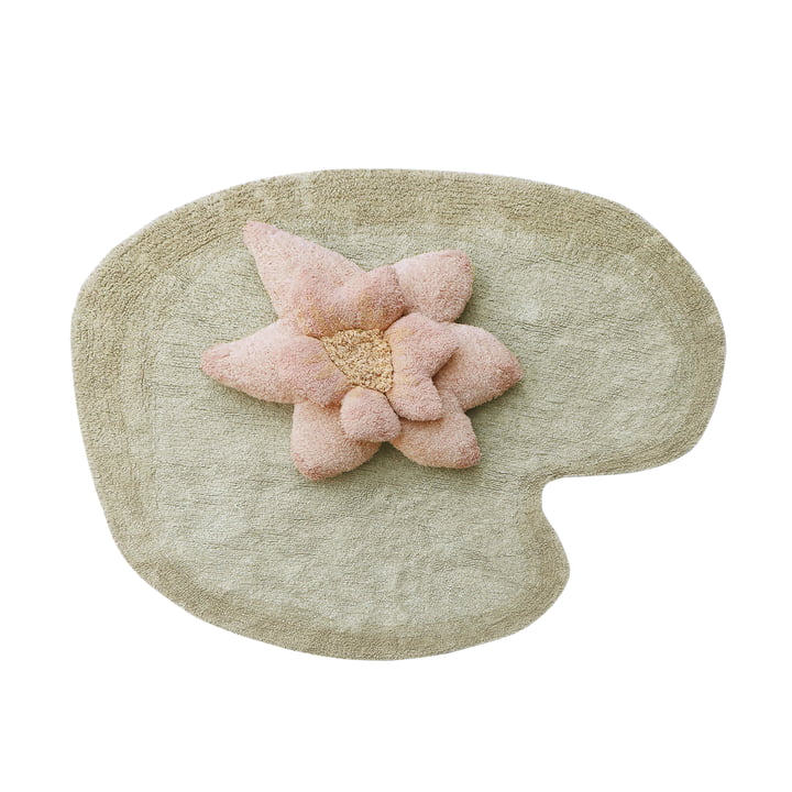 Puffy Lily Tapis, 140 x 160 cm, vert / rose de Lorena Canals