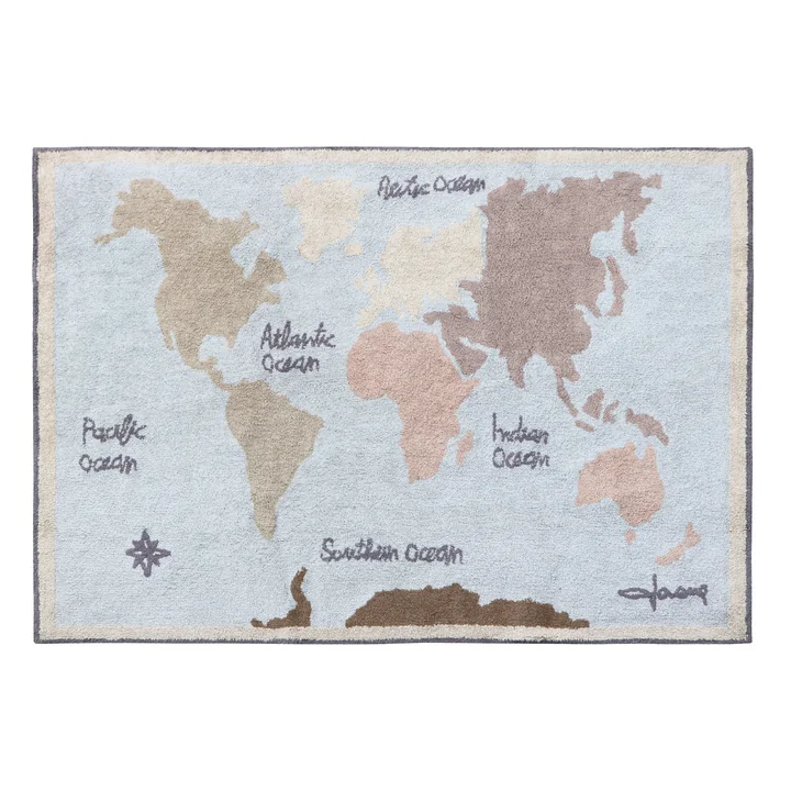 Vintage Map Tapis, 200 x 140 cm, bleu / vert / rose / naturel de Lorena Canals