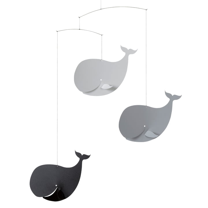 Happy Whales Mobile de Flensted Mobiles dans la couleur noir/gris