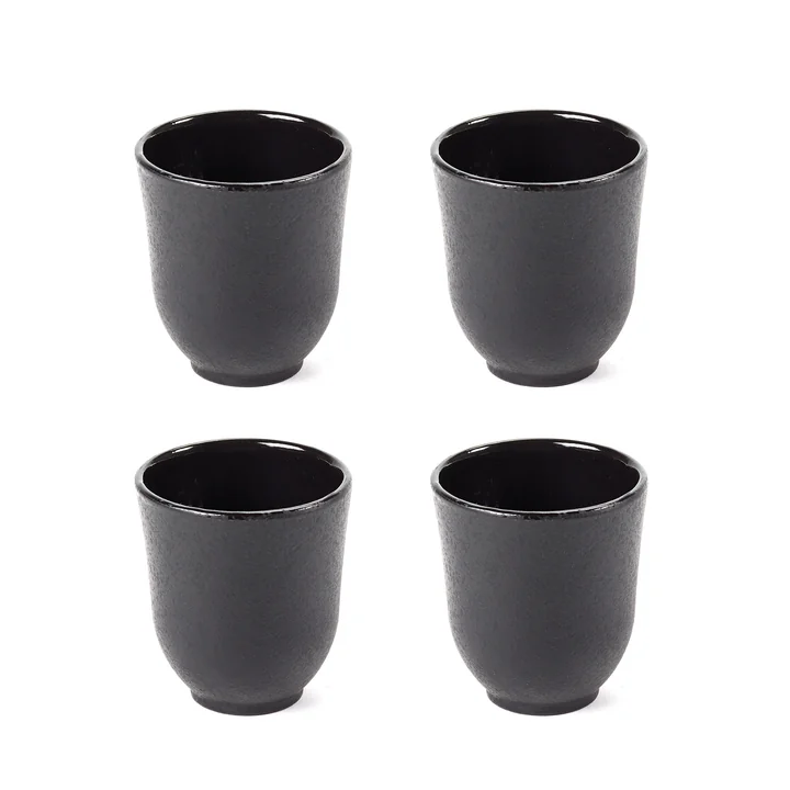 Inku tasse et théière en fonte de couleur noire