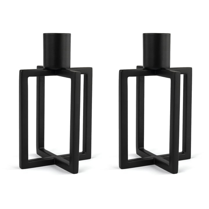 HANA - OneFlame Bougeoir H 11,3 x Ø 7 cm, noir (set de 2)