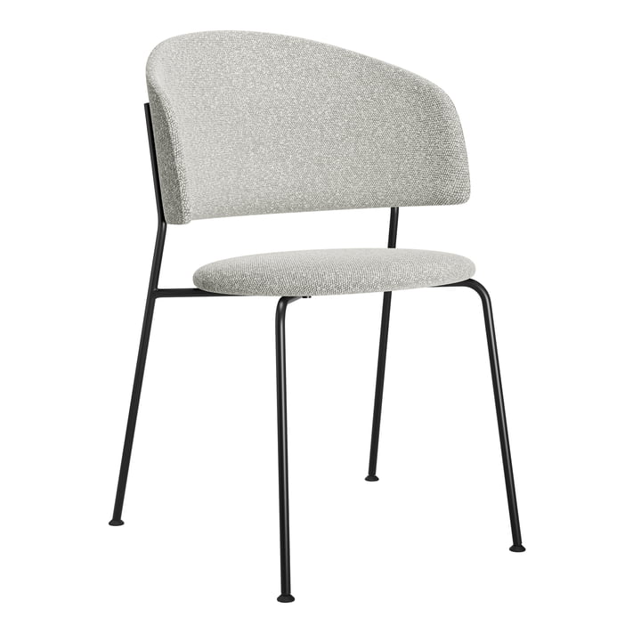 OUT Objekte unserer Tage - Wagner Dining Chair, tissu blanc lune, piétement noir