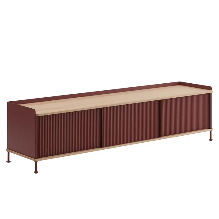 Muuto - Enfold Sideboard , 186 x 45 cm, chêne / deep red