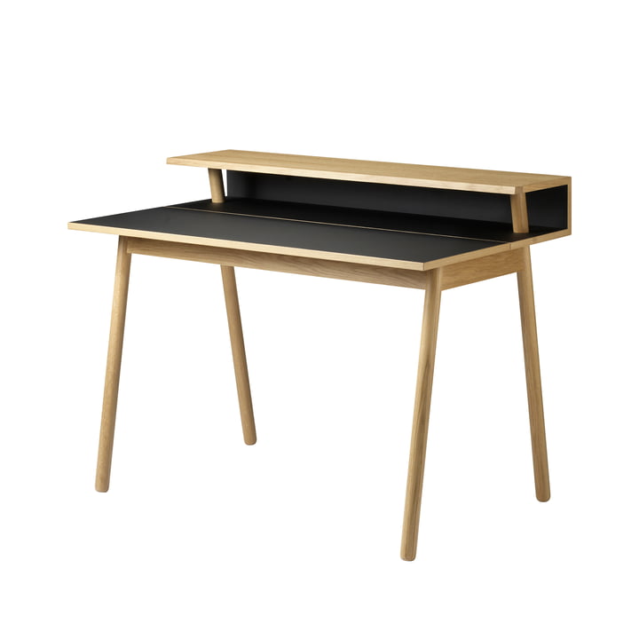 C68 Nørrebro Bureau, 89 x 118 cm, chêne laqué / linoléum noir de FDB Møbler