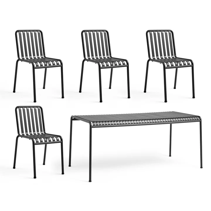HAY - Palissade Table + 4x Dining Chair, anthracite