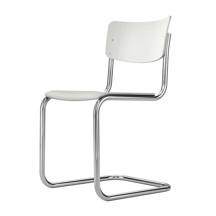 Thonet - S 43 Piétement luge, chrome / lasuré blanc TP 200