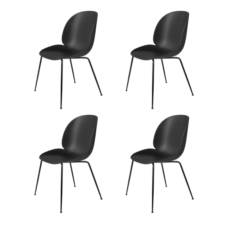 Gubi - Beetle Dining Chair, Conic Base noir / noir (lot de 4)