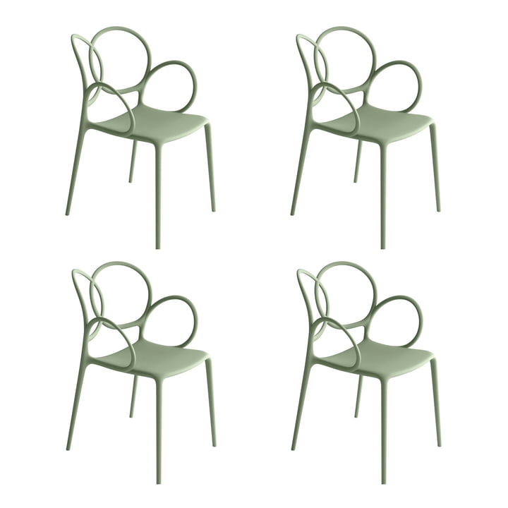 Driade - Sissi Chaise à accoudoirs Outdoor, vert mat (set de 4)