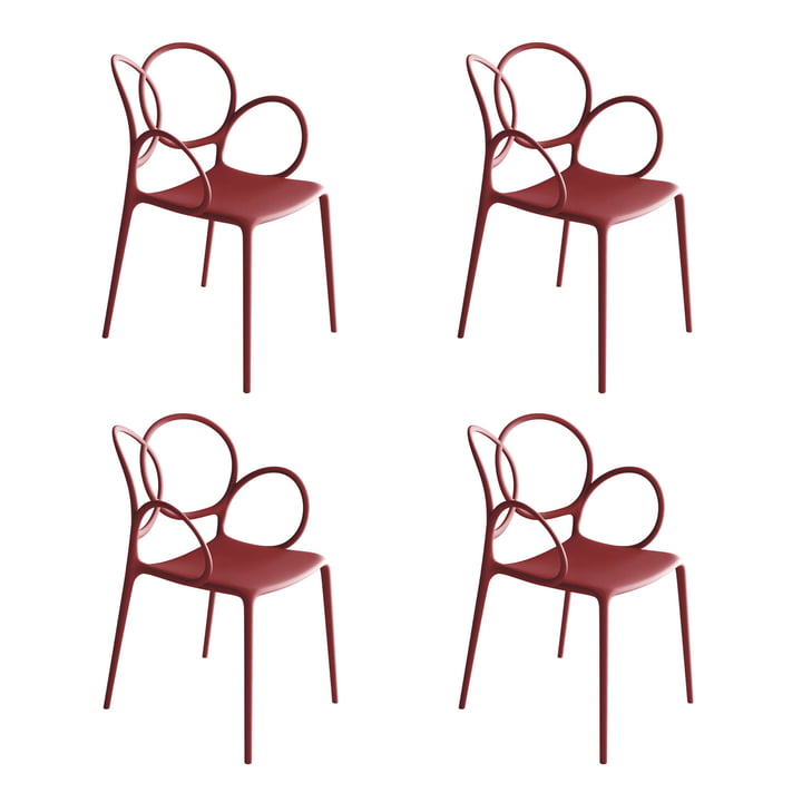 Driade - Sissi Chaise avec accoudoirs Outdoor, rouge mat (set de 4)