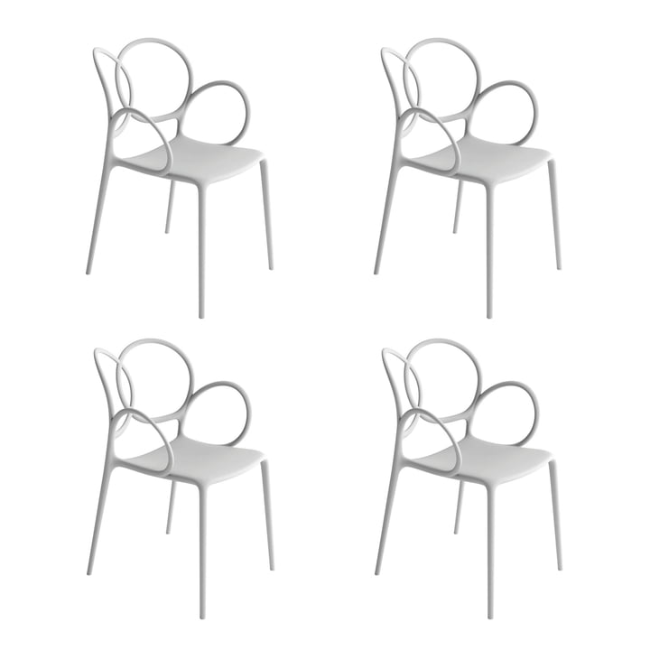 Driade - Sissi Chaise avec accoudoirs Outdoor, blanc mat (set de 4)