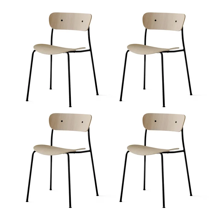 & Tradition - Pavilion Chaise, cadre noir / chêne laqué (lot de 4)