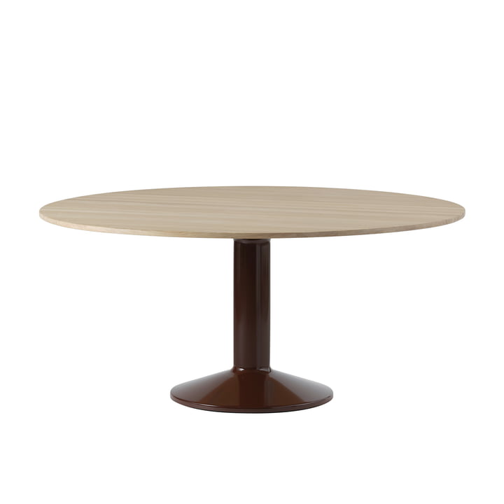 Muuto - Midst Table de salle à manger, Ø 160 cm, chêne huilé / rouge foncé