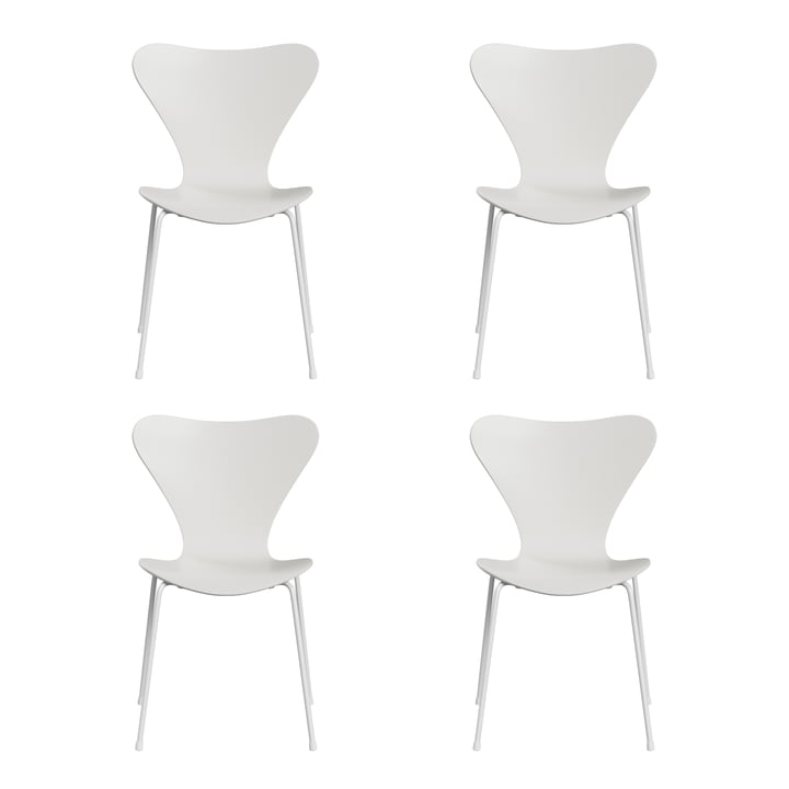 Fritz Hansen - Série 7 Chaise, monochrome frêne laqué blanc, 4 6. 5 cm (lot de 4)
