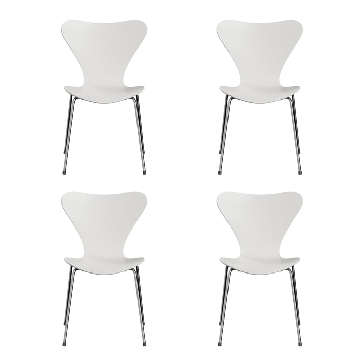 Fritz Hansen - Série 7 chaise, chrome / frêne laqué blanc (lot de 4)