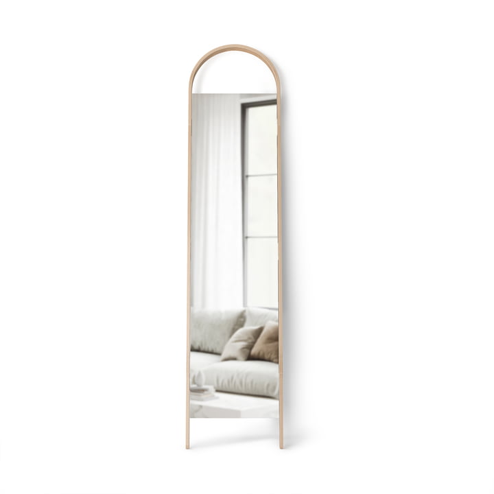Umbra - Bellwood Miroir sur pied avec cadre en bois, bouleau naturel