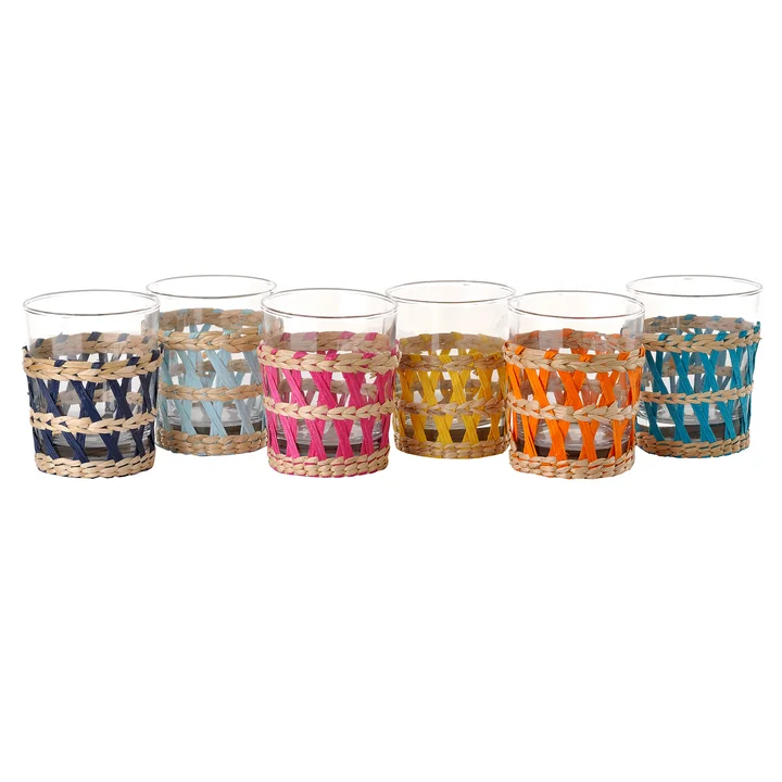 Pols Potten - Gobelet avec support pour roseaux, multicolore (set de 6)