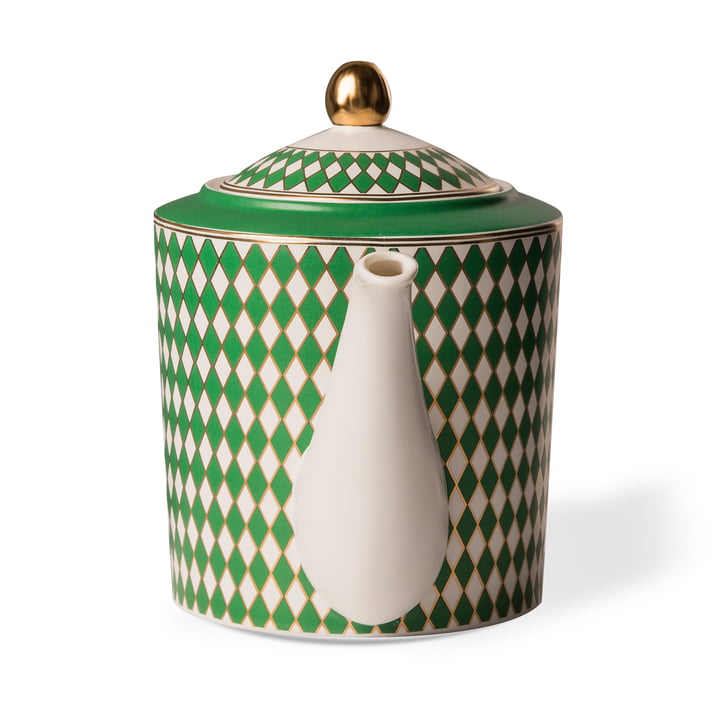 Pols Potten - Chess Théière 1,1 l, émaillée mate, vert / or