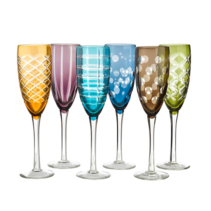 Pols Potten - Cuttings Flûte à champagne, Ø 7 cm, multicolore (set de 6)