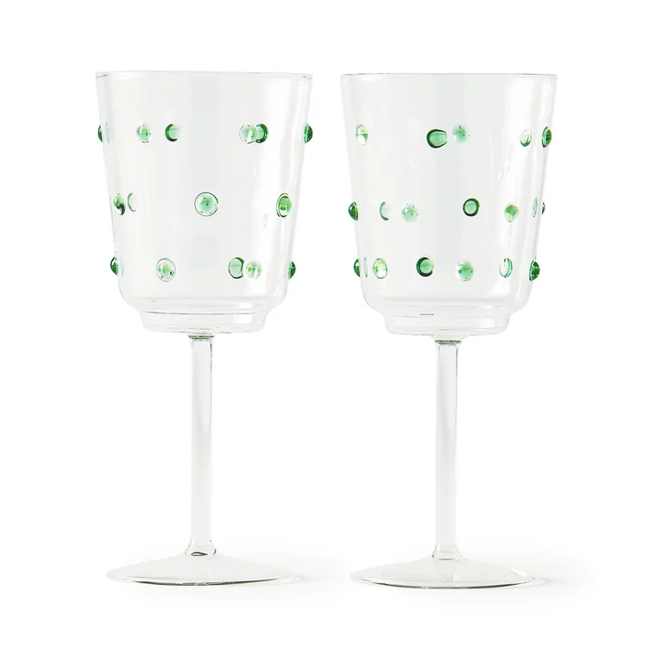 Pols Potten - Nob Verre à vin, H 20 cm, vert olive (set de 2)