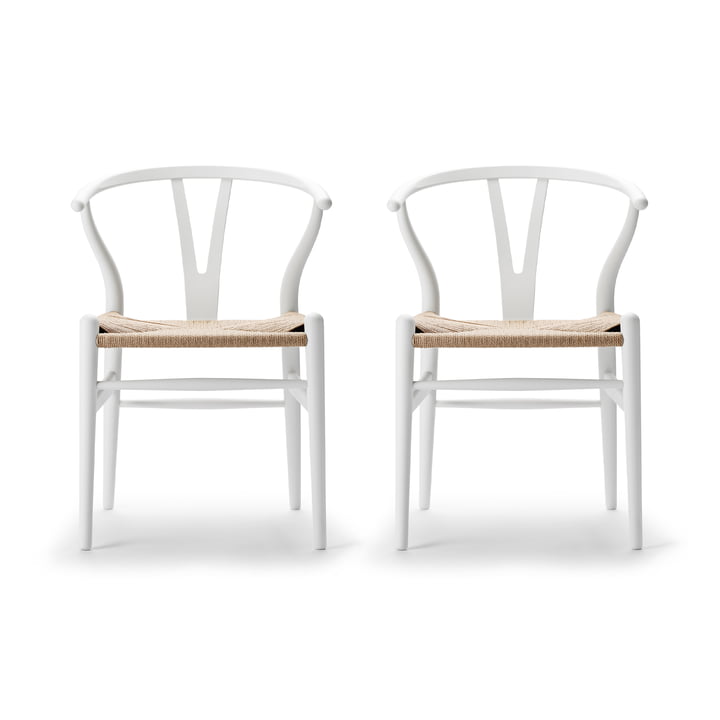Carl Hansen - CH24 Wishbone Chair , soft white / tressage naturel (lot de 2)