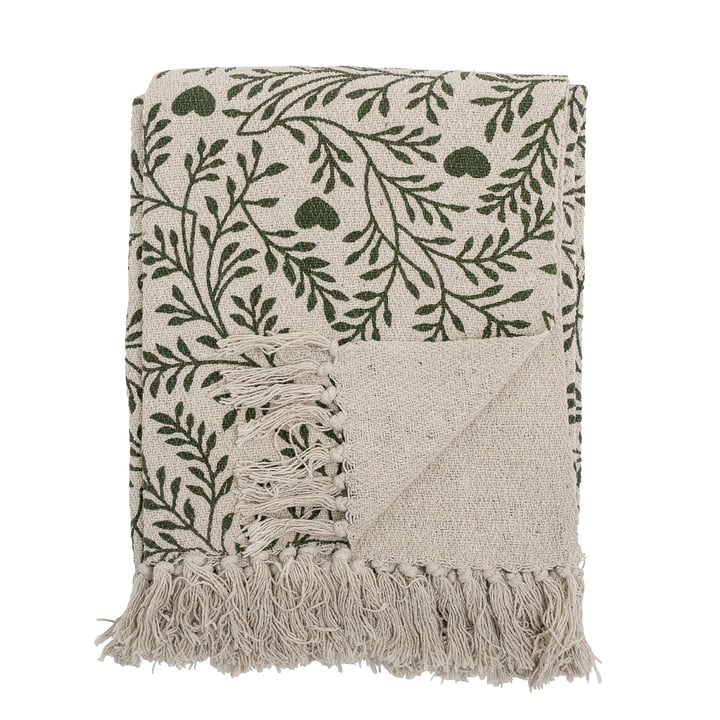 Bloomingville - Maribelle Couverture, 130 x 160 cm, vert / beige