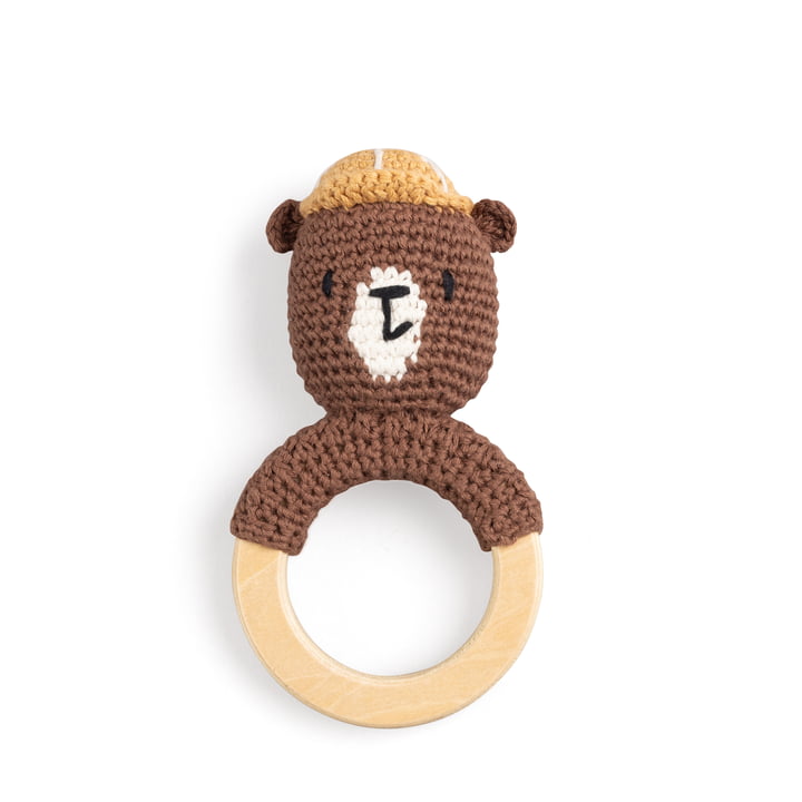 Sebra - Hochet ourson au crochet, brun