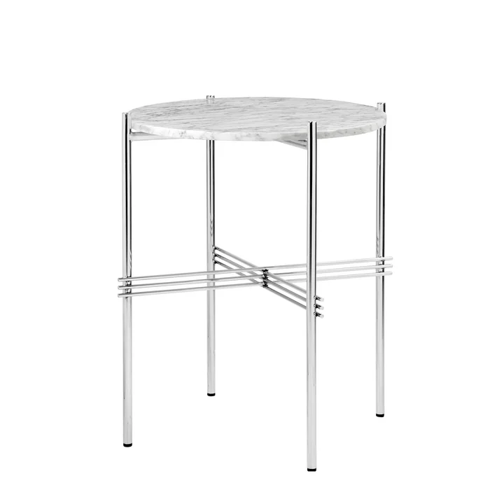 Gubi - TS table basse Ø 40 cm, poli / marbre blanc