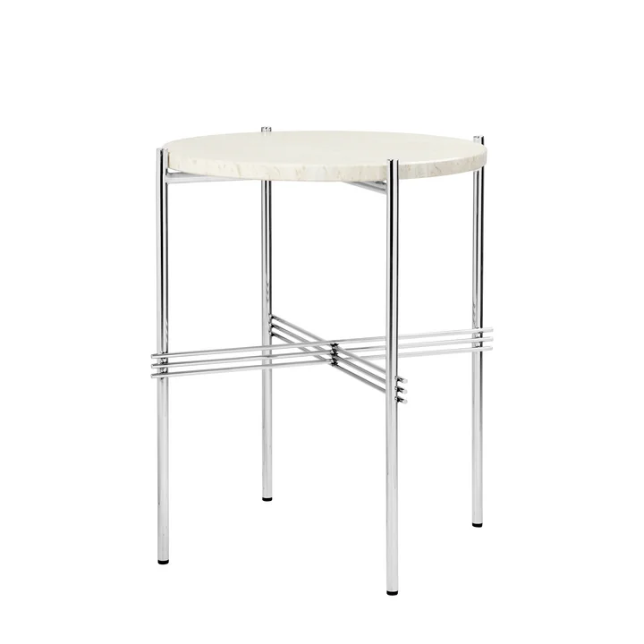 Gubi - TS Table basse Ø 40 cm, polie / travertin blanc