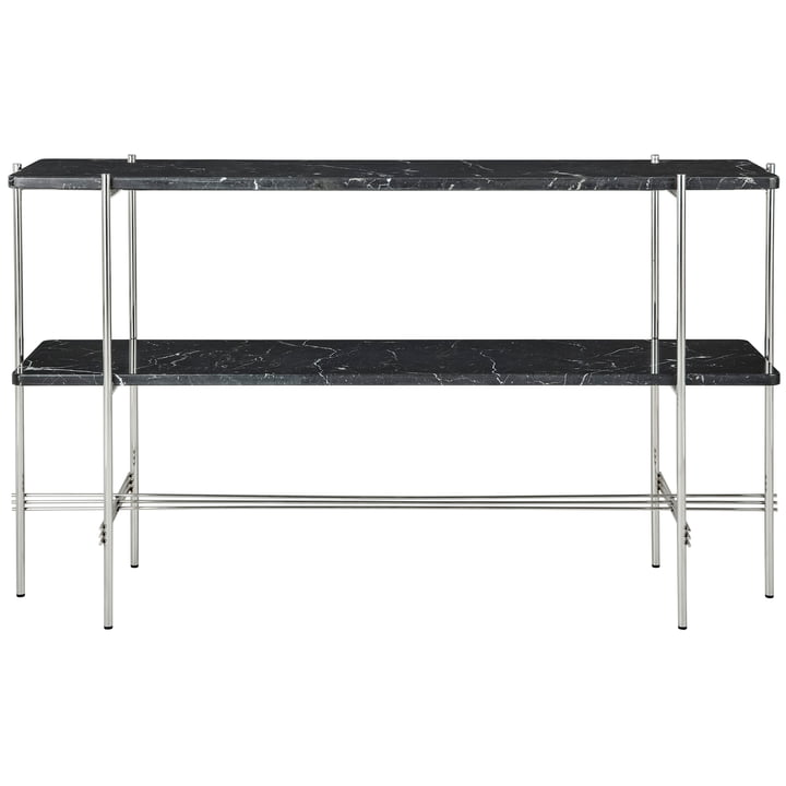 Gubi - TS Table console avec 2 étagères, polie / marbre noir