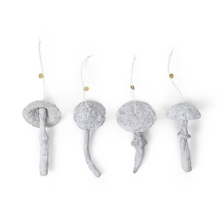 Mushroom Ornament de ferm Living dans la couleur blanc fané (set de 4)