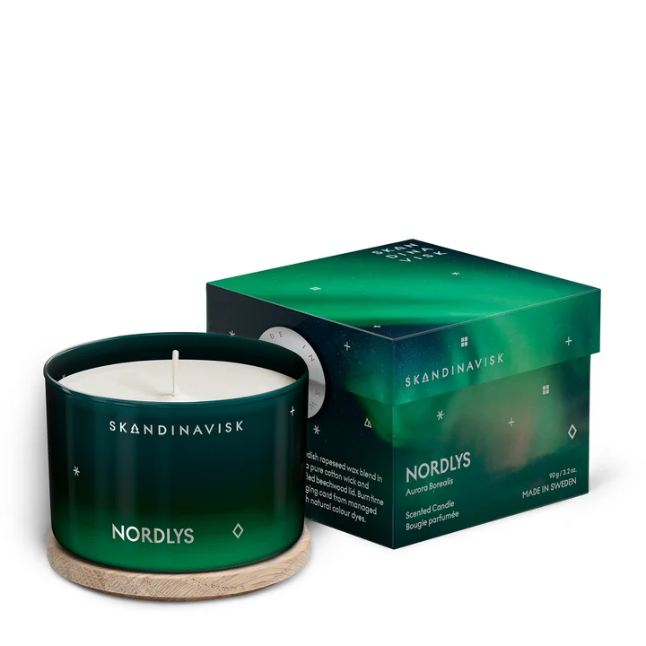 Bougie parfumée avec couvercle, Ø 8 cm, Nordlys de Skandinavisk