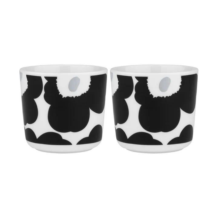 Oiva Unikko Gobelet, 200 ml, blanc / coal / argent (set de 2) de Marimekko