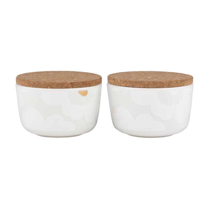 Oiva Unikko Bol avec couvercle, 250 ml, blanc / or (set de 2) de Marimekko