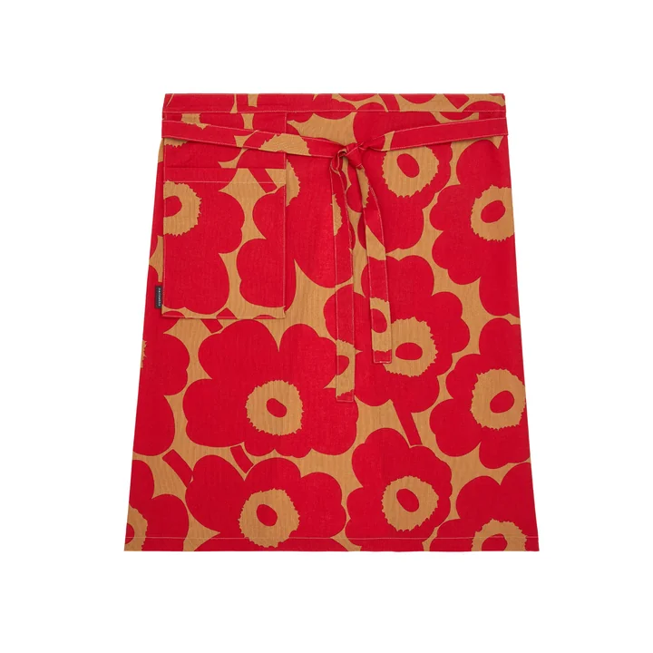 Marimekko - Pieni Unikko Tablier, marron / rouge