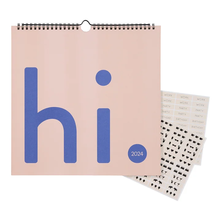 Design-Letters-Calendrier mural-2024-beige-cobalt-bleu-libre