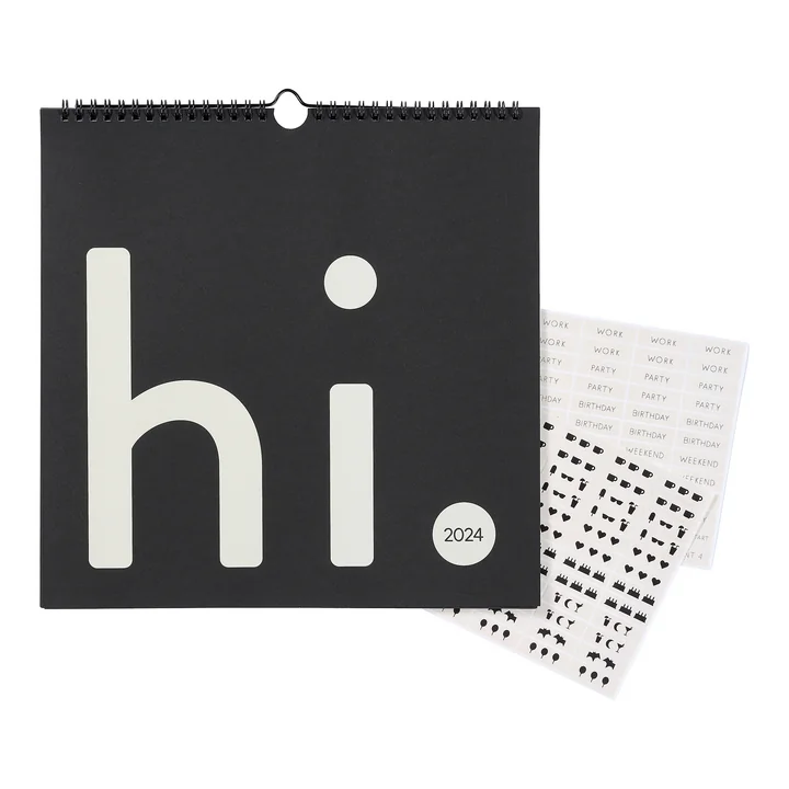 Calendrier mural Design-Letters-2024-light-grey-black-frei-2