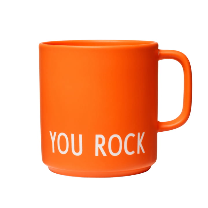 AJ Favourite Tasse en porcelaine avec anse, You Rock / orange de Design Letters