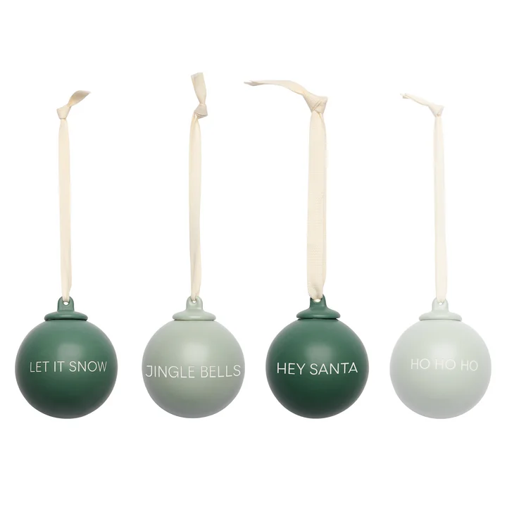 Design Letters - X-MAS Stories Pendentif décoratif, Ø 6 cm, vert foncé / dusty green (lot de 4)