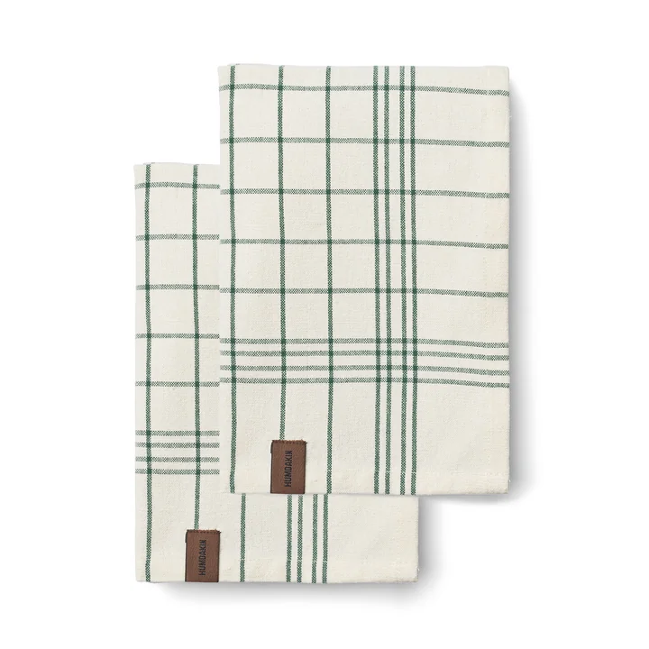 Torchon en coton bio, 45 x 70 cm, rayé / green (lot de 2) de Humdakin