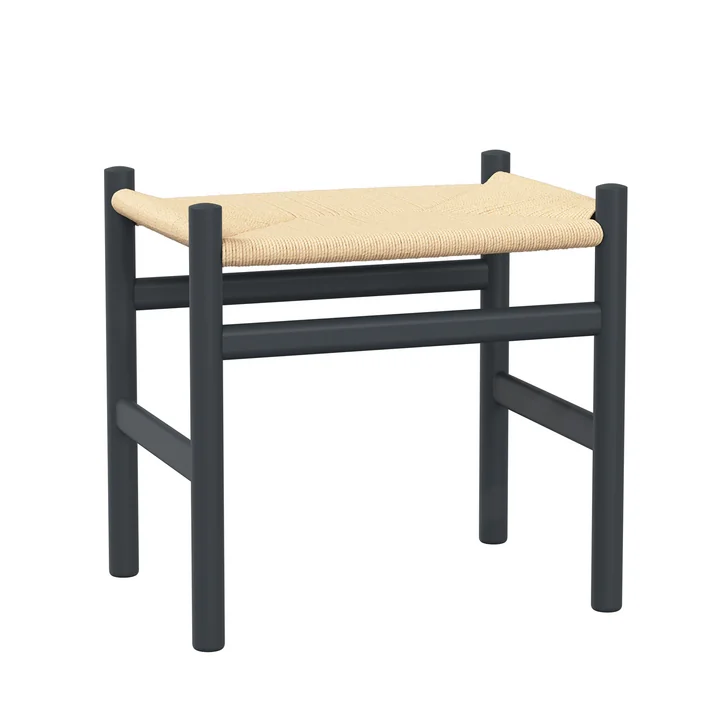 Carl Hansen - CH53 Tabouret, hêtre laqué bleu soft / tressage naturel