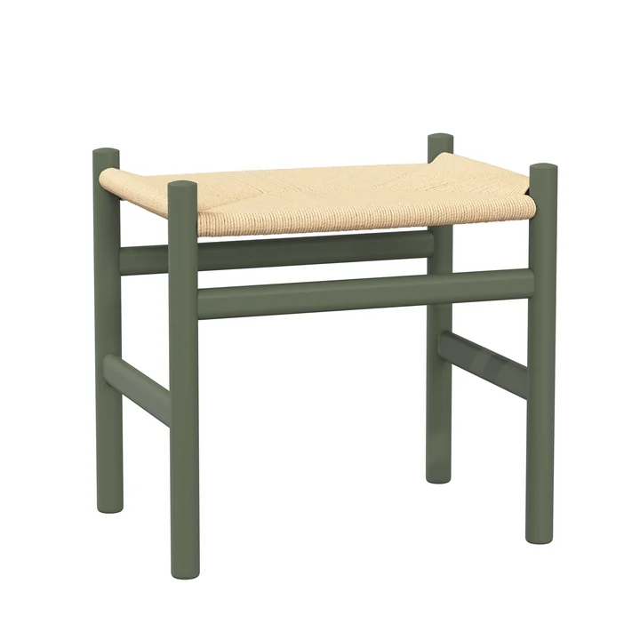 Carl Hansen - CH53 Tabouret, hêtre soft verni vert olive / tressage naturel