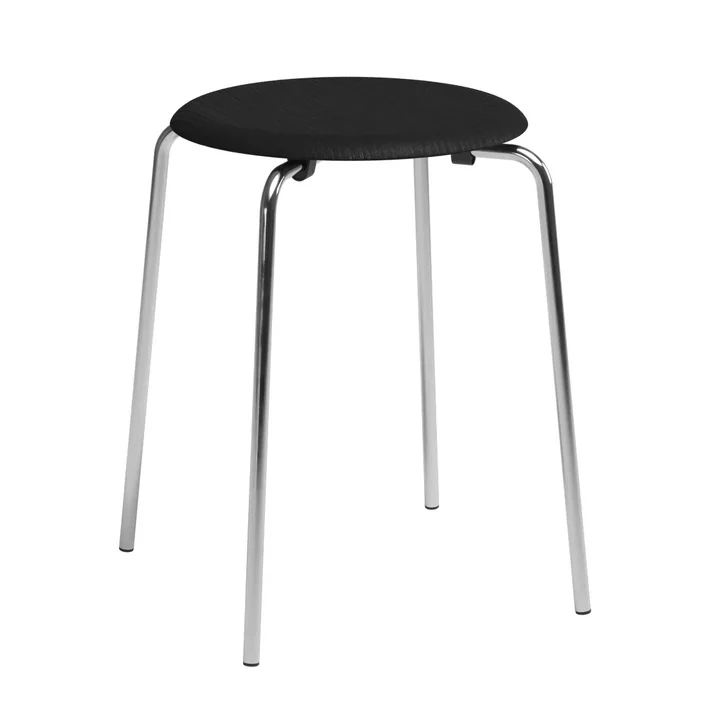 Fritz Hansen - Dot tabouret, placage frêne noir / piètement chromé