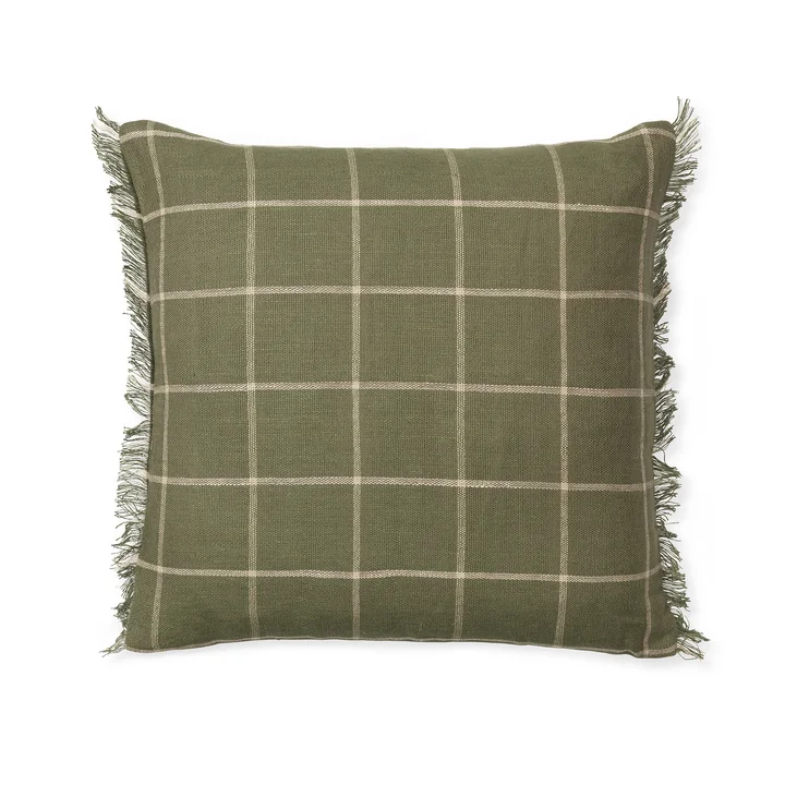 Calm Coussin, 48 x 48 cm, olive / blanc cassé de Ferm Living