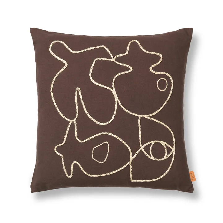 Ferm Living - Figure Coussin, 50 x 50 cm, coffee / sand