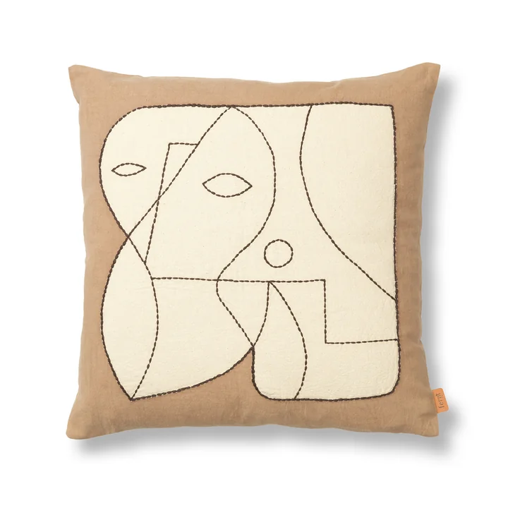 Ferm Living - Figure Coussin, 50 x 50 cm, taupe foncé / blanc cassé