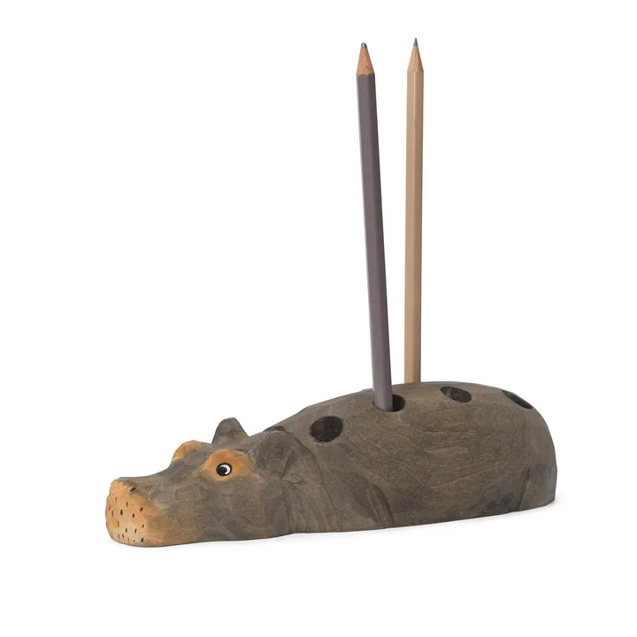 Ferm Living - Hippo Porte-stylo, sculpté / peint à la main
