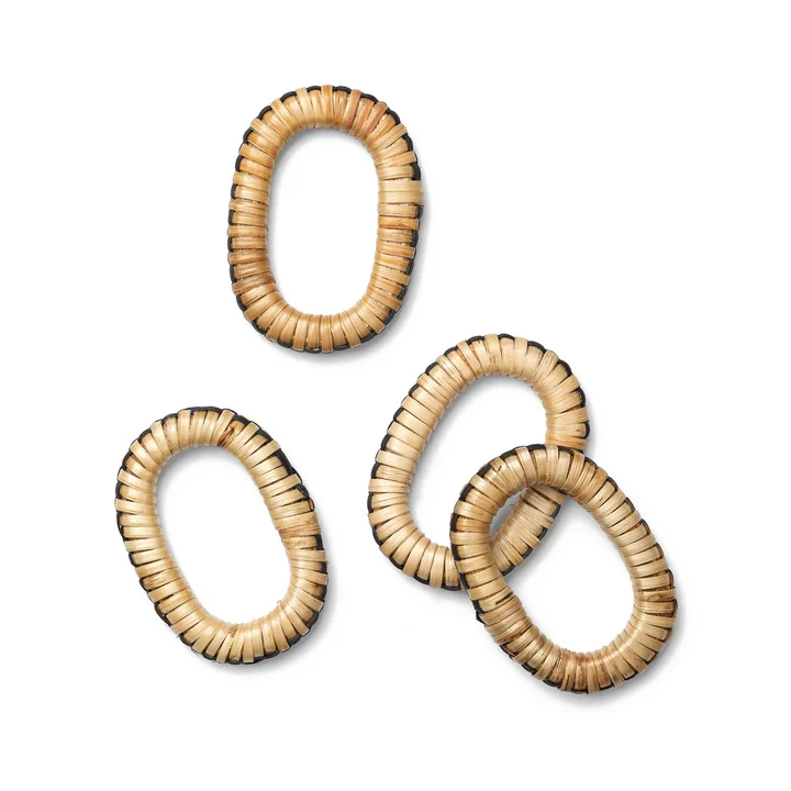 Ferm Living - Weave Ronds de serviette, naturel / noir (lot de 4)