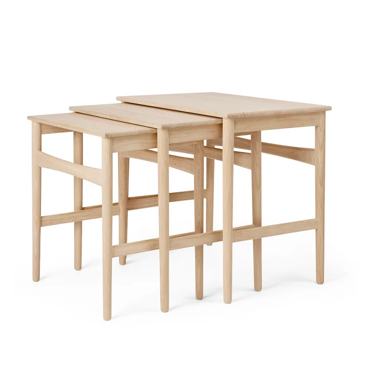 Carl Hansen - CH004 Nesting Tables, Chêne huilé blanc (lot de 3)